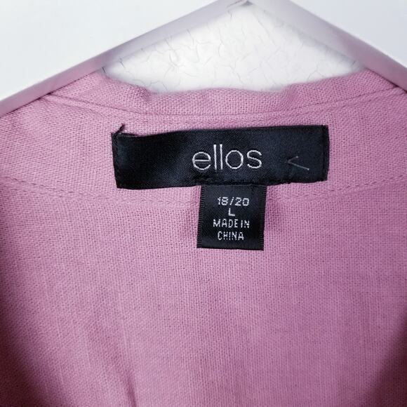 ellos Shirt Dress Linen/Rayon Blend Style 30-2072-4 Pink S/S - Size L - Picture 4 of 6